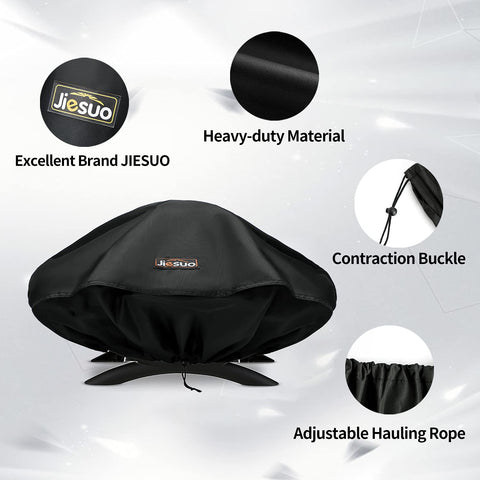 JIESUO grill cover waterproof PU coating blocks water and sun fade.