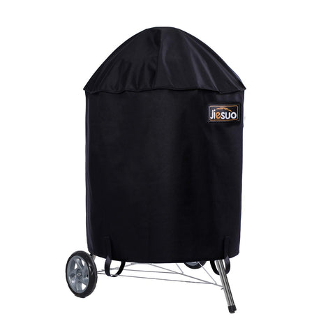 JIESUO grill cover for Weber 26 inch, front view, protects from rain and sun.
