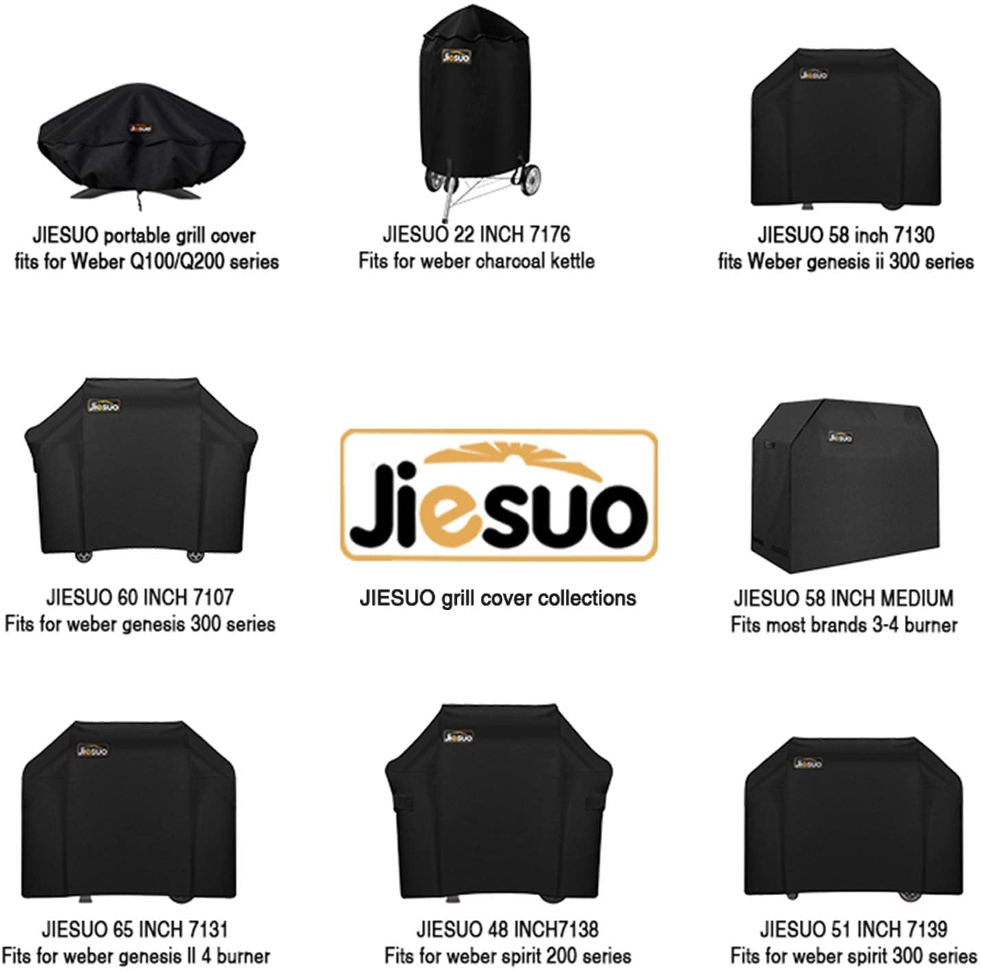 JIESUO opp bag included for compact grill cover storage
