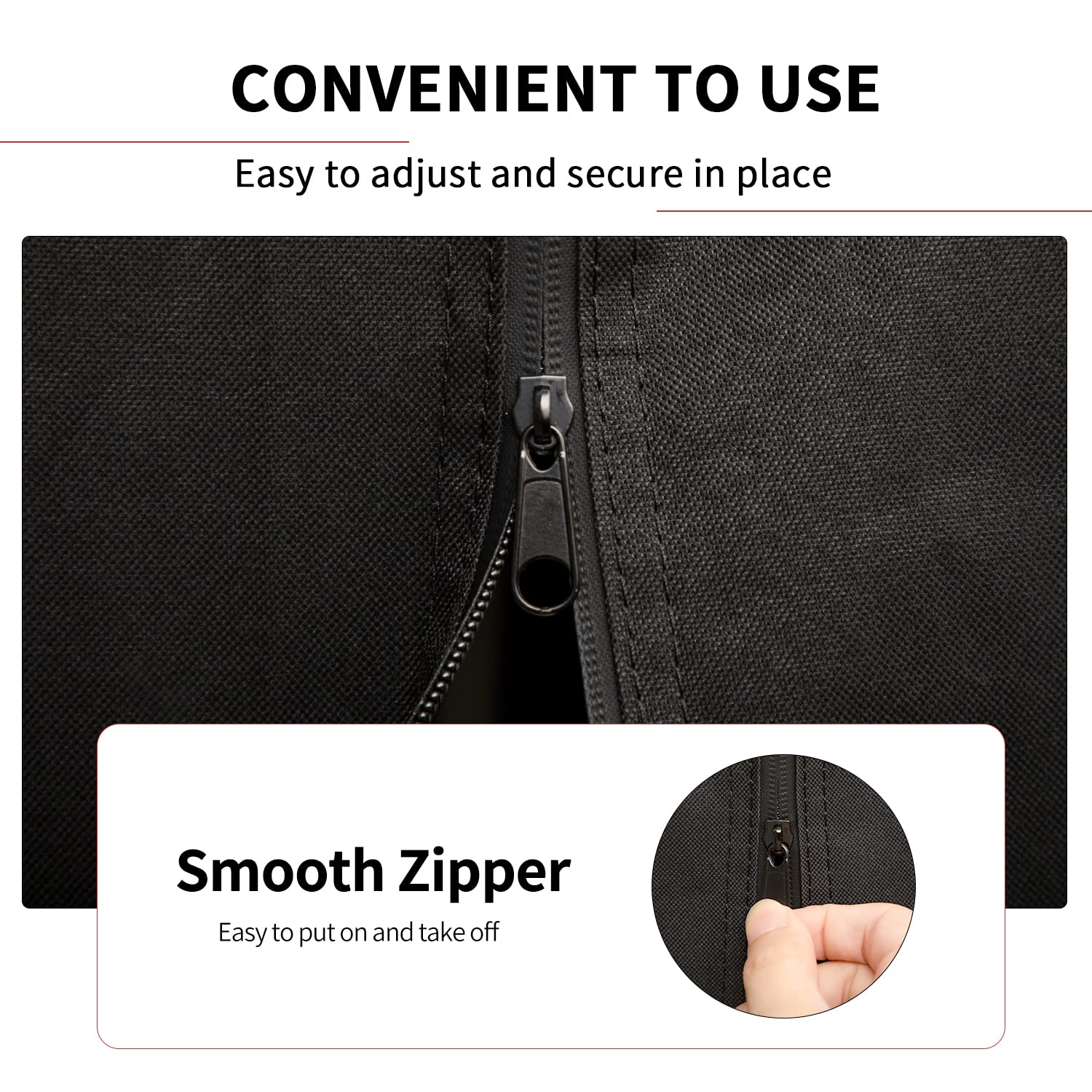 JIESUO smooth zipper design enables easy on/off access.