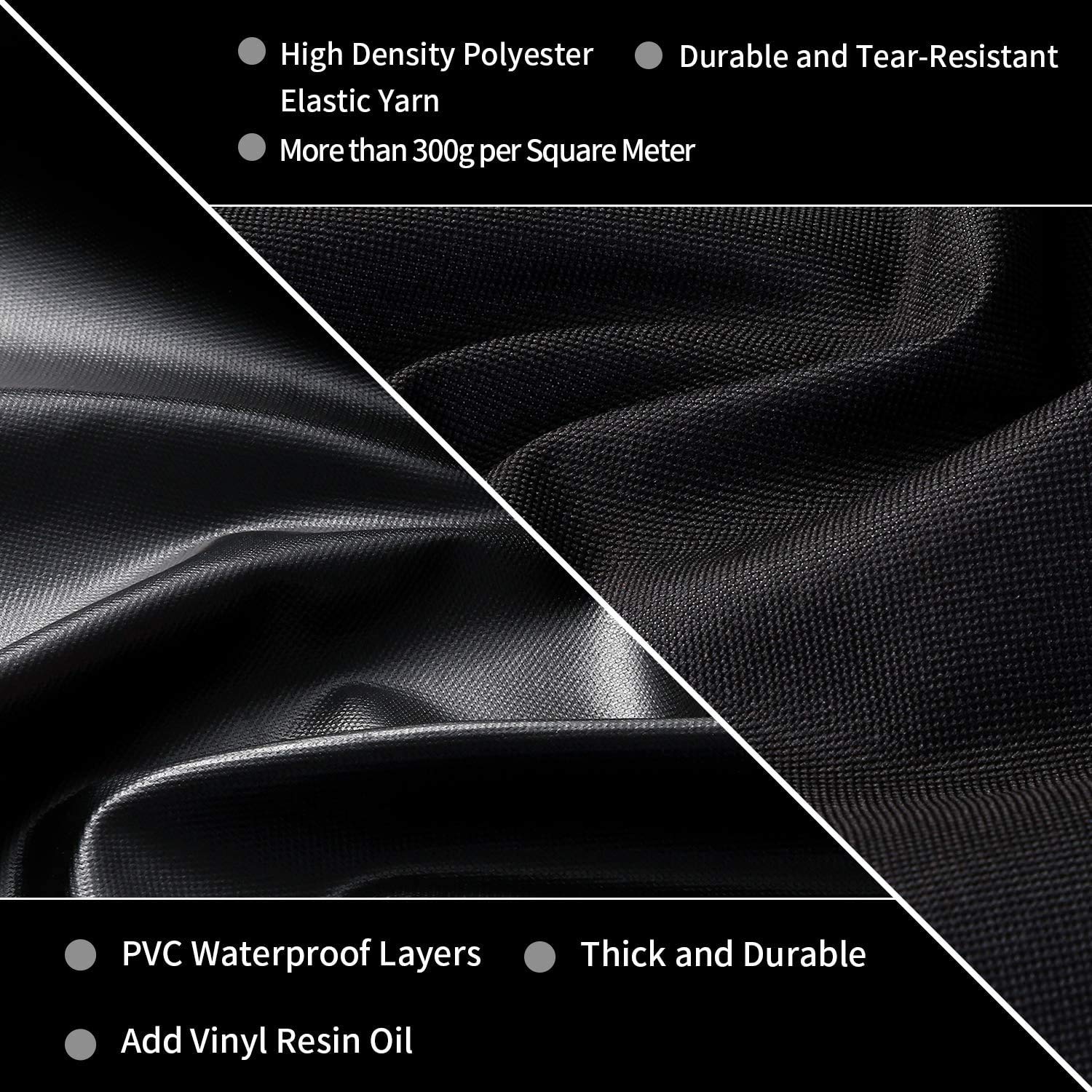 Velcro straps and handles secure the cover during windy conditions