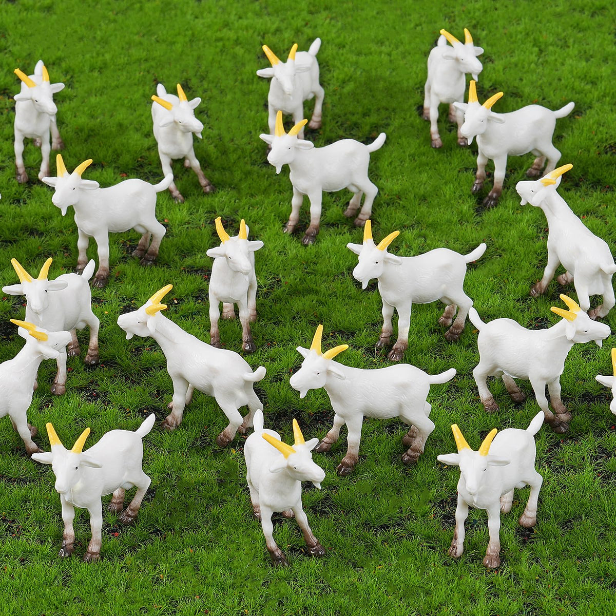 Jieting 50-piece mini goat figurines set for charming fairy gardens and craft dioramas.