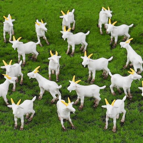 Jieting 50-piece mini goat figurines set for charming fairy gardens and craft dioramas.