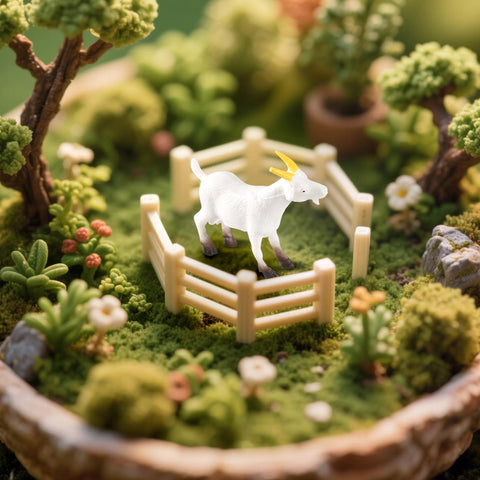 Jieting goat figurines perfect for desktop scenes and terrarium accents.