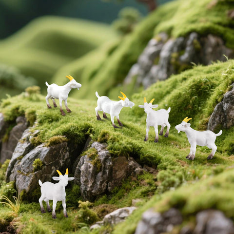 Jieting durable PVC goat miniatures suited for outdoor micro landscapes.
