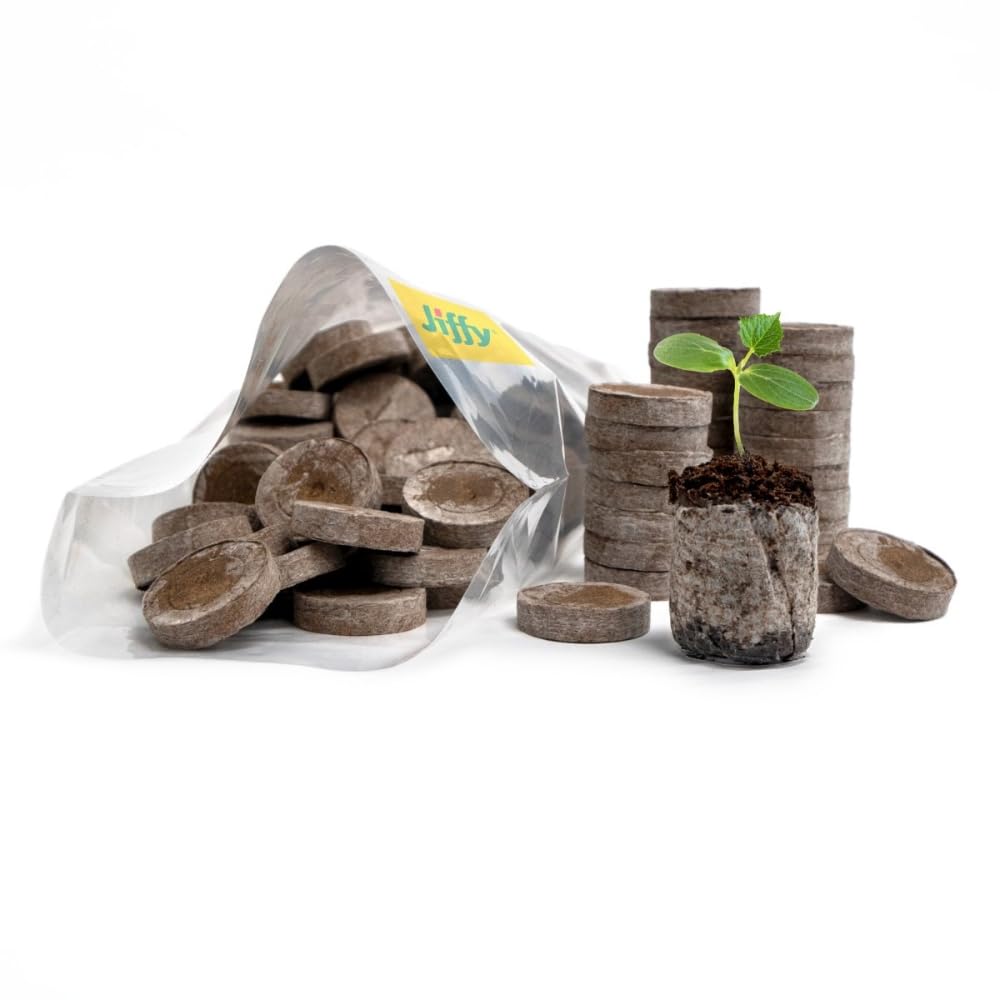 Jiffy 100-count peat pellets ready for indoor seed germination