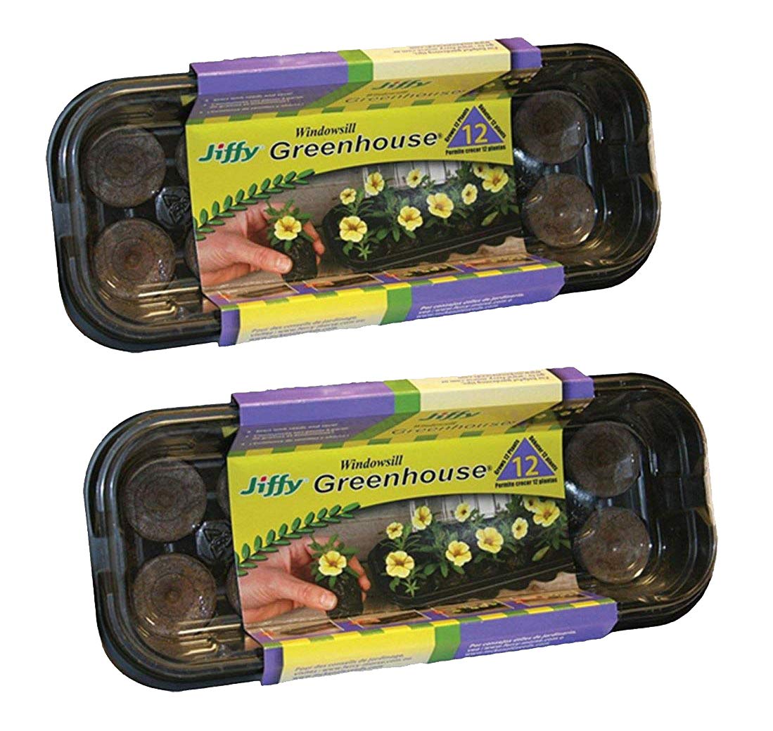 Jiffy 36mm Windowsill Greenhouse 2-pack ideal for seed starting on a sunny windowsill