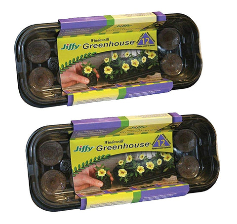 Jiffy 36mm Windowsill Greenhouse 2-pack ideal for seed starting on a sunny windowsill