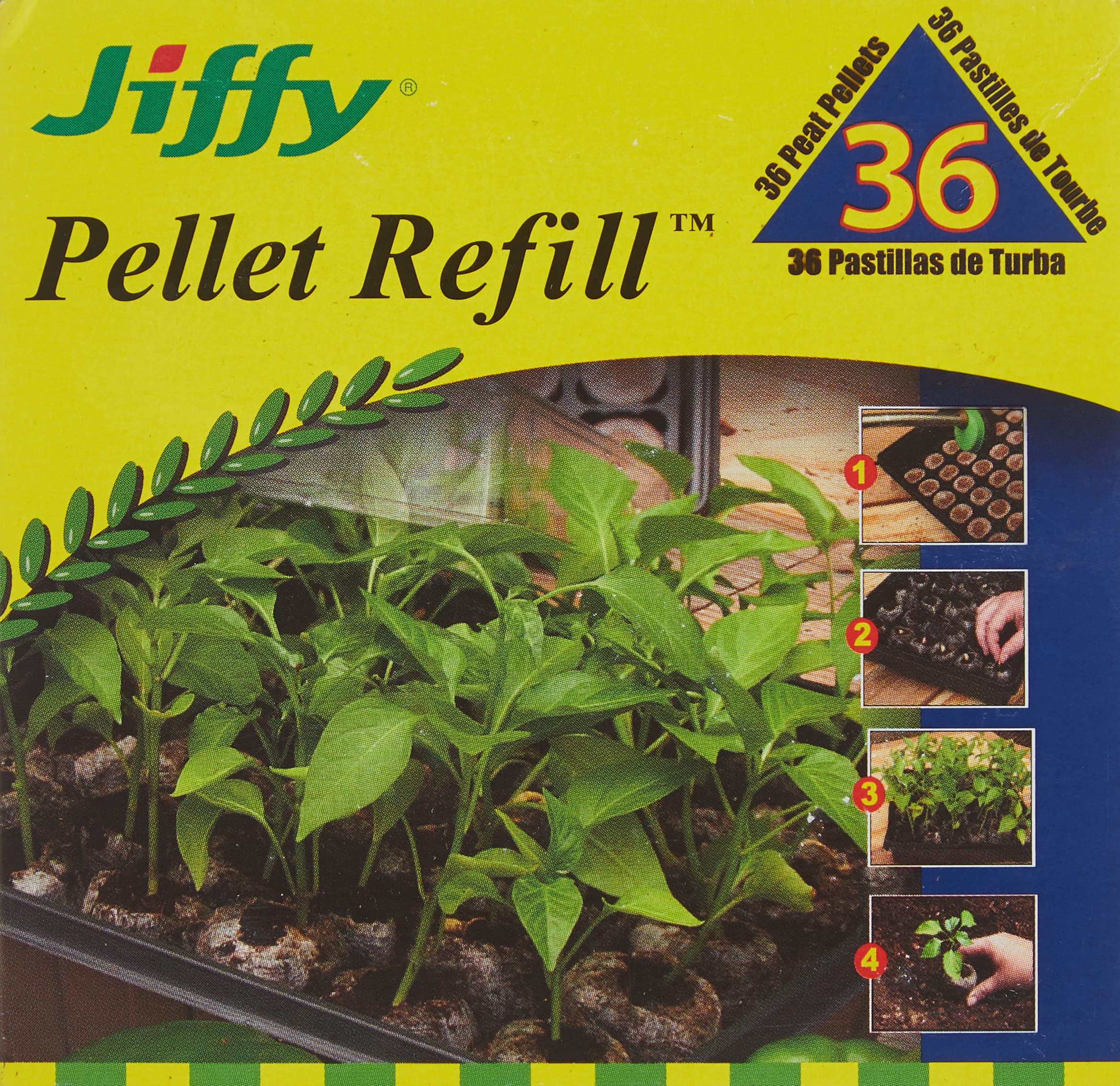 Jiffy J3R36 peat pellets close-up highlighting uniform 36mm size for easy transplanting