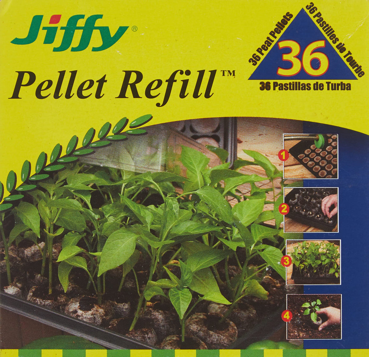 Jiffy J3R36 peat pellets close-up highlighting uniform 36mm size for easy transplanting