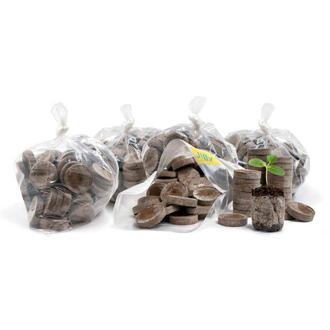 Jiffy peat pellets 500-count packaging for easy indoor seed starting.