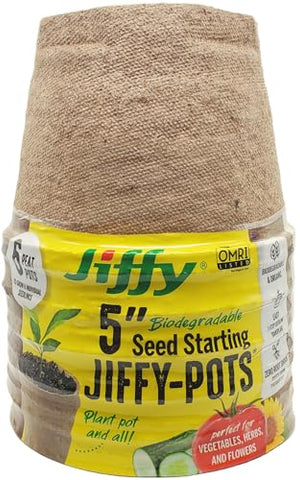 Jiffy peat pots fit seedling trays and reduce transplant shock.
