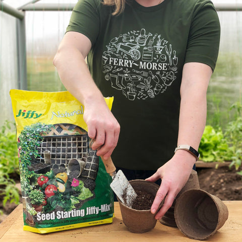 Jiffy seed starting mix seedling prep ready for tray planting