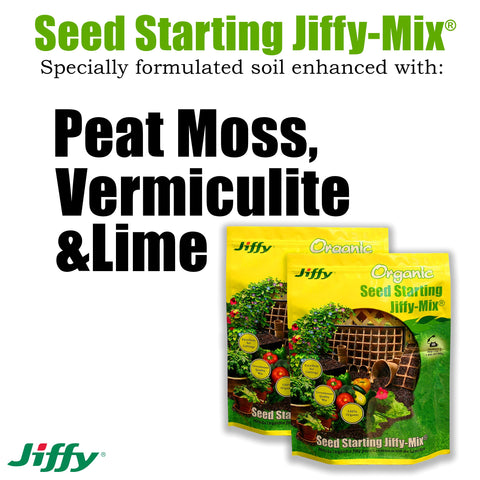 Jiffy seed starting mix soil texture closeup, airy and well-draining