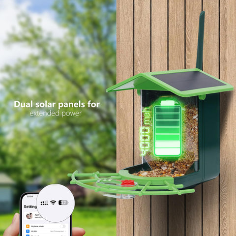 JIFUGLOB bird feeder solar panel powering outdoor use