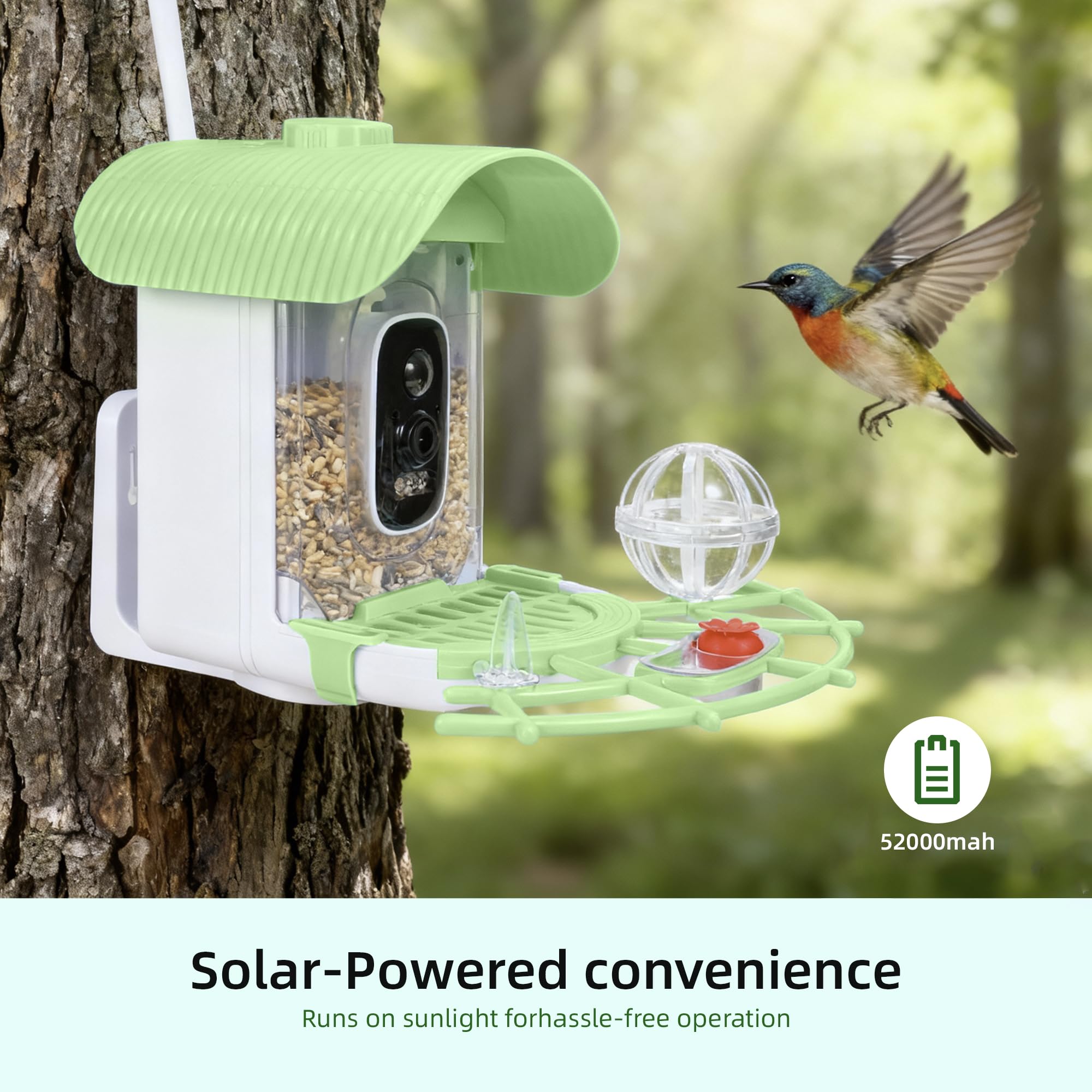 Solar panel and 5200 mAh battery provide uninterrupted power