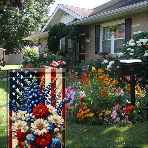 JIGINOFV double-sided flag showcases floral and American motifs from every angle.