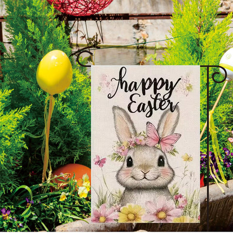 JIGINOFV Easter flag outdoor decor for garden patio.