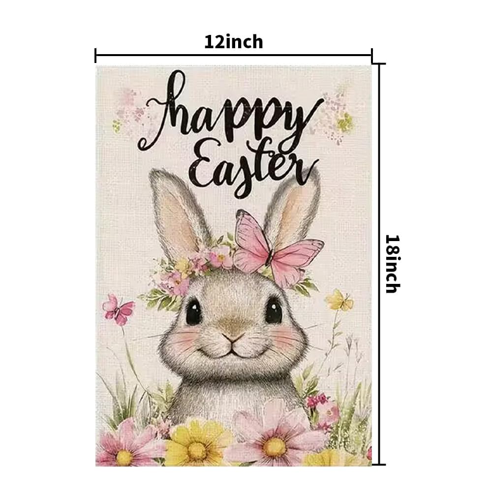 JIGINOFV Easter flag weather-resistant burlap withstands outdoor use.