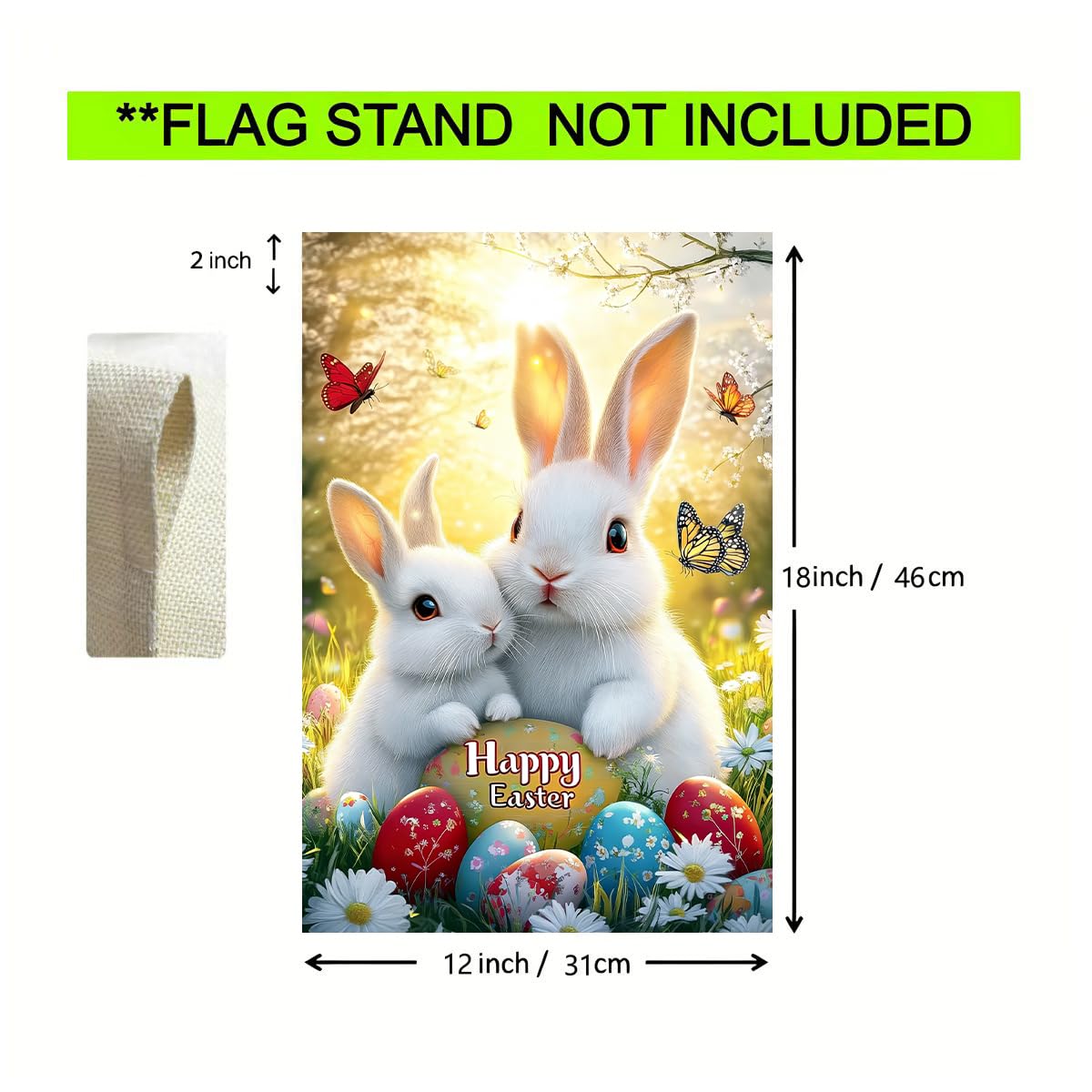 JIGINOFV weather-resistant flag keeps spring colors outdoors on porch or yard.
