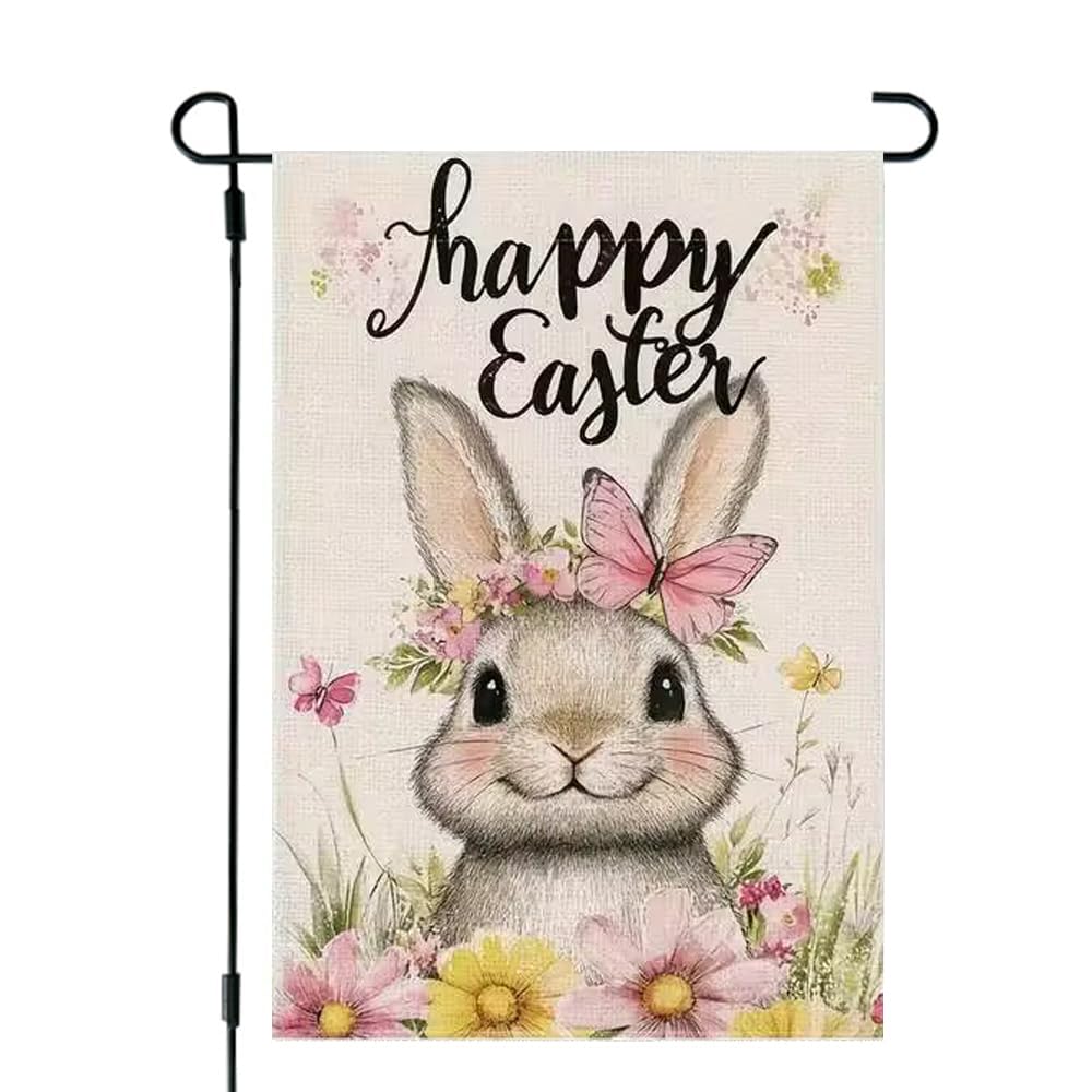 JIGINOFV Easter garden flag 12x18 double-sided brightens outdoor spaces.
