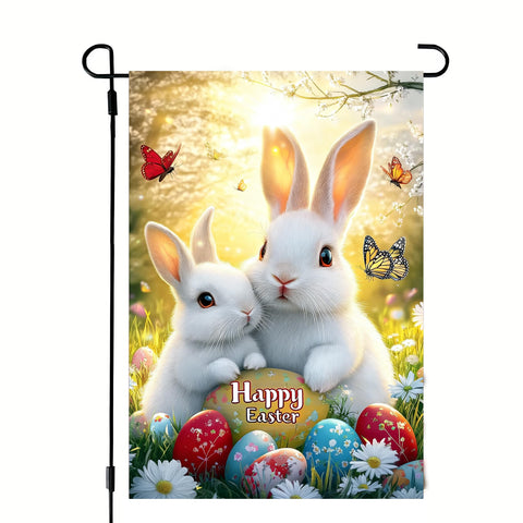 JIGINOFV Easter garden flag dual-sided burlap for vibrant outdoor display.