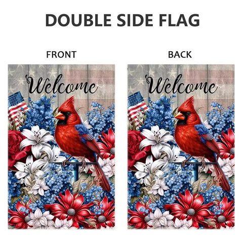 JIGINOFV garden flag hanging on a standard flag pole for easy display.