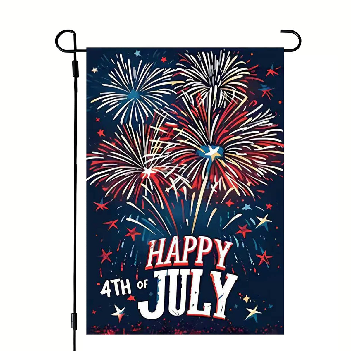 JIGINOFV Happy 4th of July garden flag, double-sided fireworks for vibrant outdoor decor.