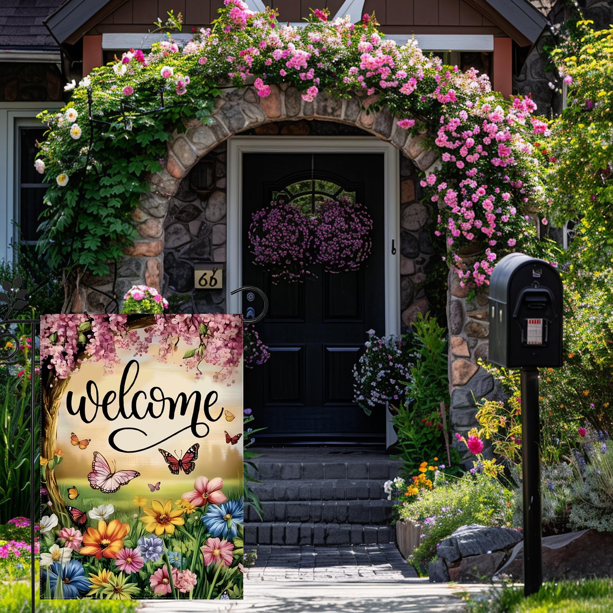 JIGINOFV outdoor decor flag brightens patios, decks, and gardens.