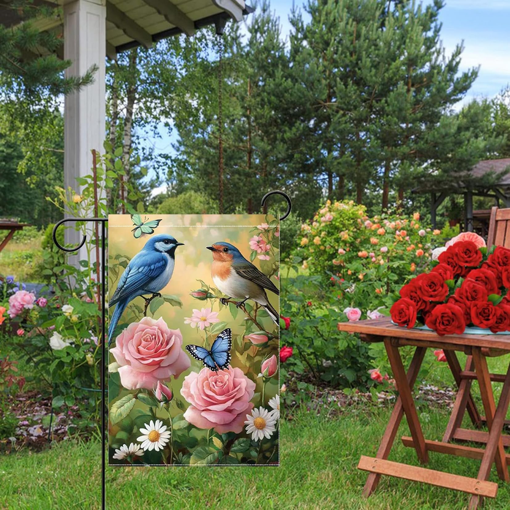 JIGINOFV spring garden flag brightens outdoor spaces