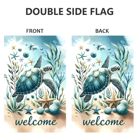 JIGINOFV weather-resistant two-layer burlap flag for outdoors.