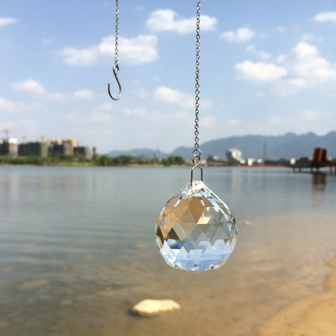 JIHUI crystal prism ball hanging with chain adds sparkle to home or office