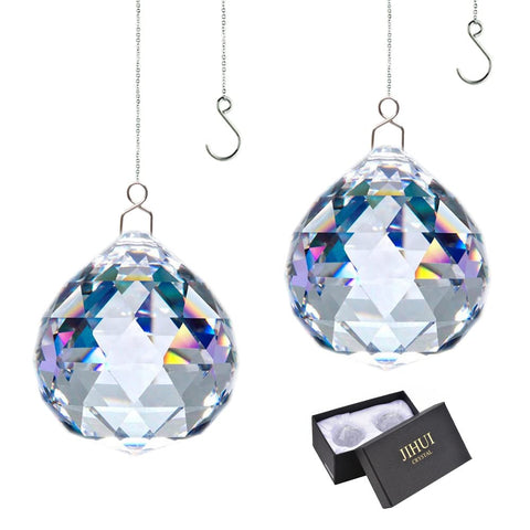 JIHUI suncatcher crystal ball 40mm hanging chain creates vivid rainbow reflections.