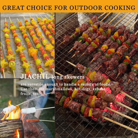 JIACHIL eco-friendly natural bamboo skewer for sustainable outdoor cooking.
