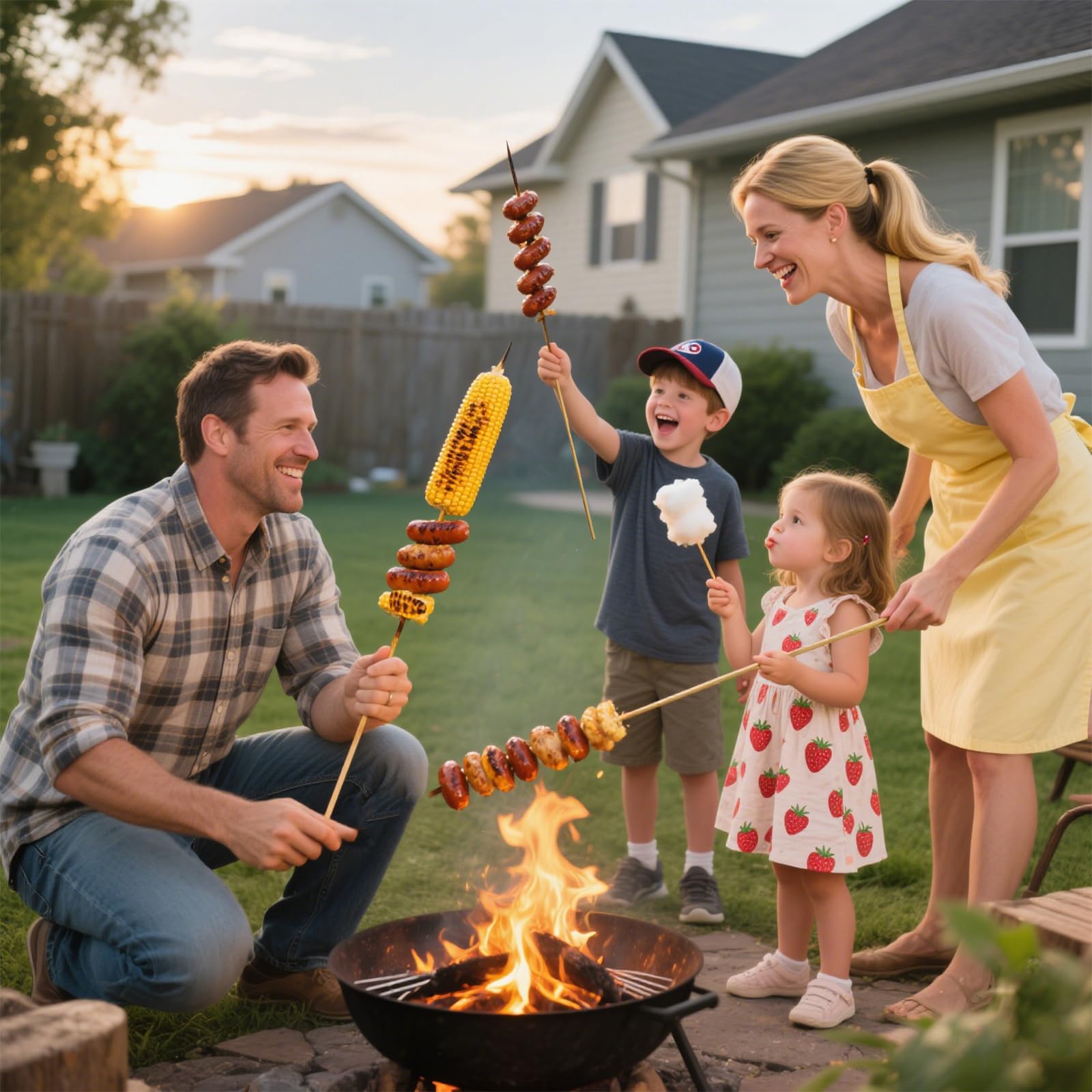 JIACHIL multipurpose skewers for camping, picnics, and backyard barbecues.
