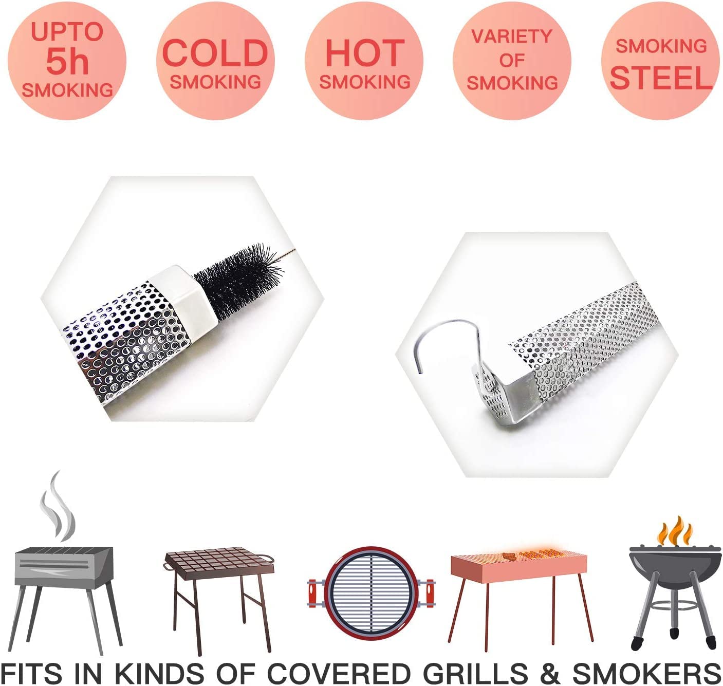 JIIGAAT tube on grill producing smoke for flavorful cooking