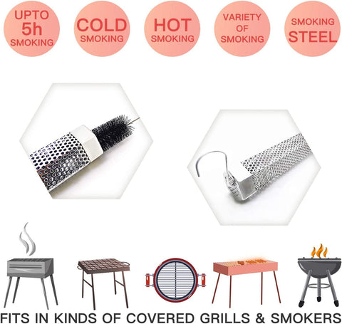 JIIGAAT tube on grill producing smoke for flavorful cooking