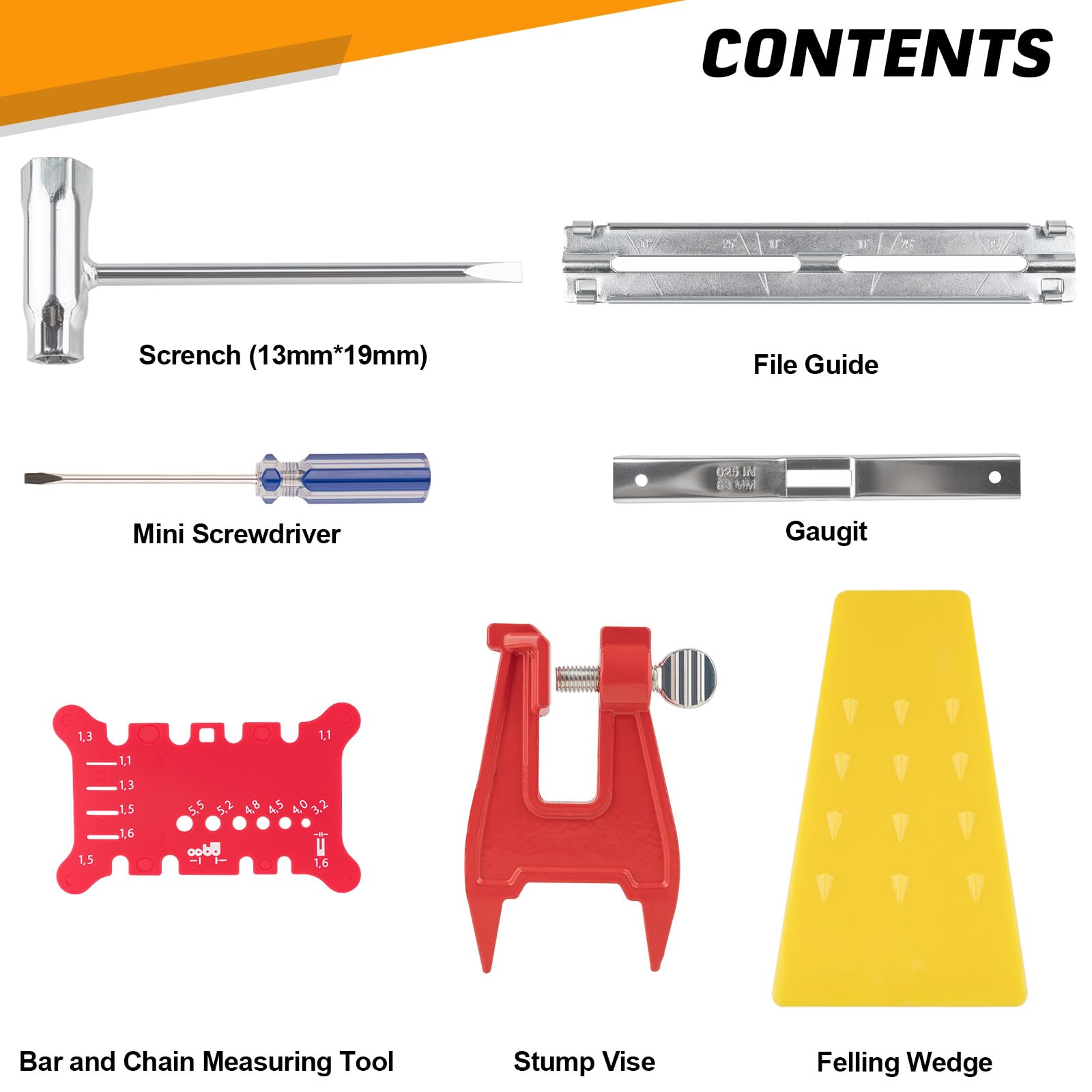 Close-up of files and depth gauge highlights accurate angle settings for safer cuts.