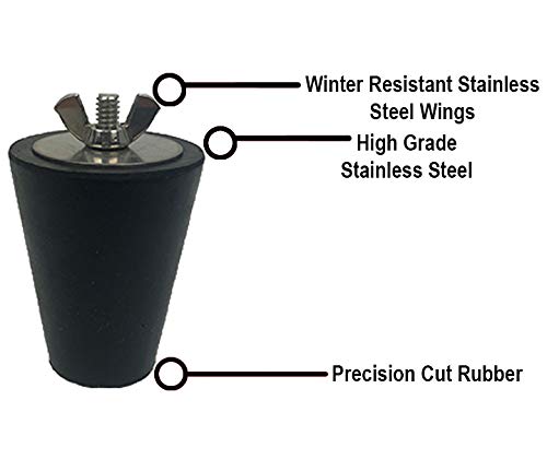 JimysCo rubber tapered plug demonstrates flexible seal for pool winterizing