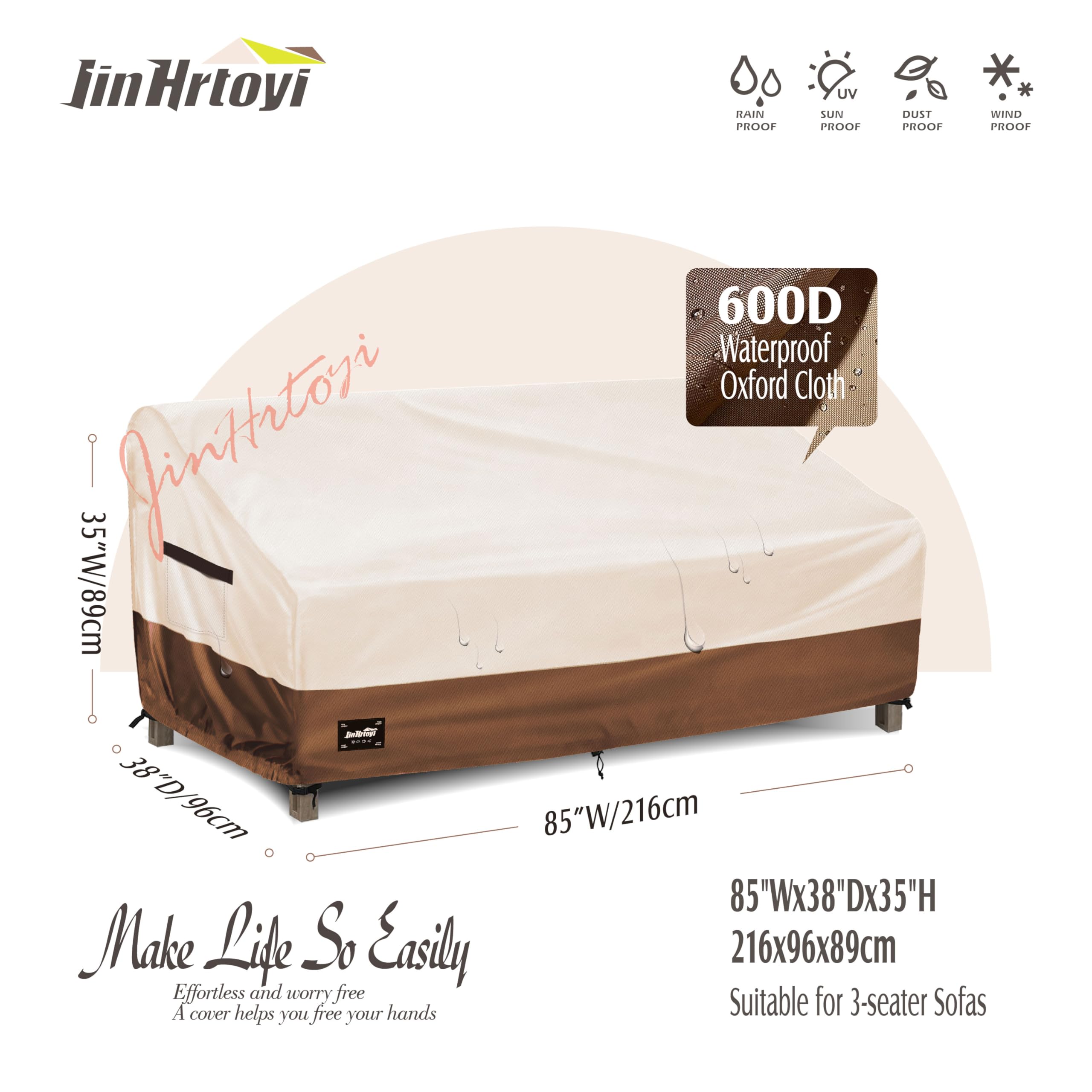 Jin Hrtoyi 3-Seater Couch Cover side view keeps cushions dry and clean