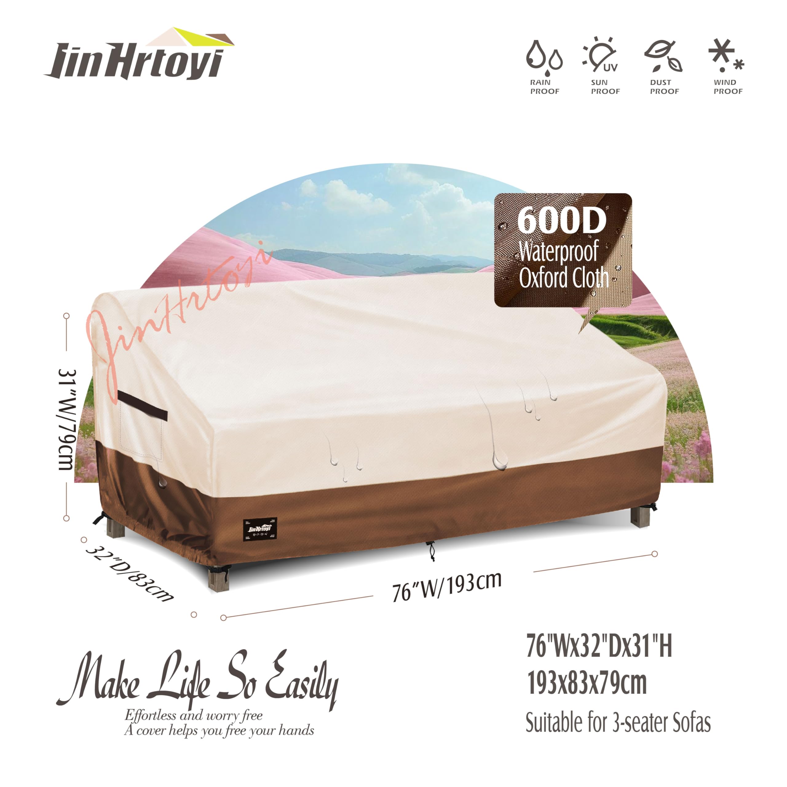 Jin Hrtoyi 600D Oxford fabric close-up showing waterproof material