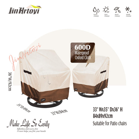 Jin Hrtoyi outdoor chair cover 2-pack with size guide for lounge chairs.