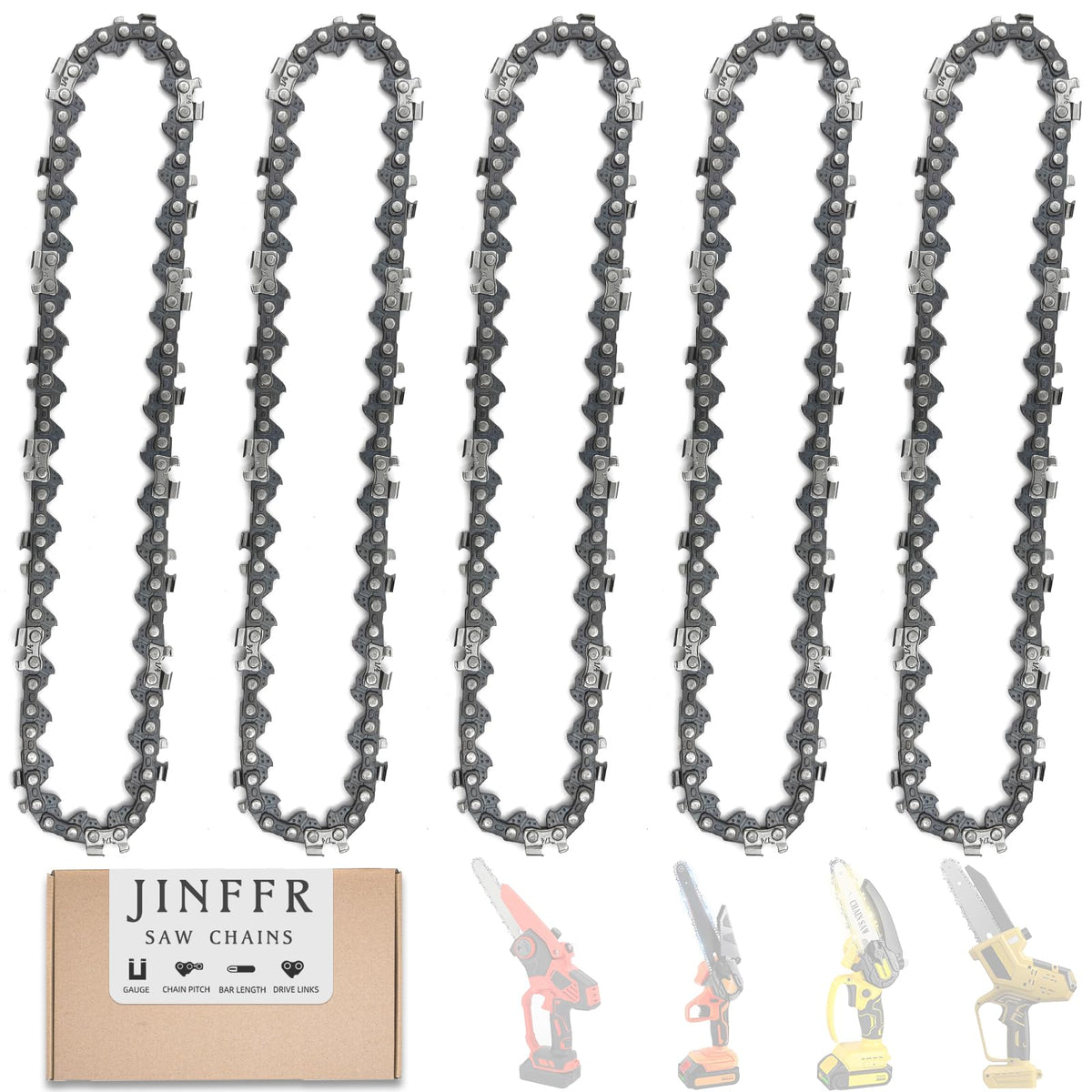 JINFFR 6-inch chainsaw chain assembly for quick replacement