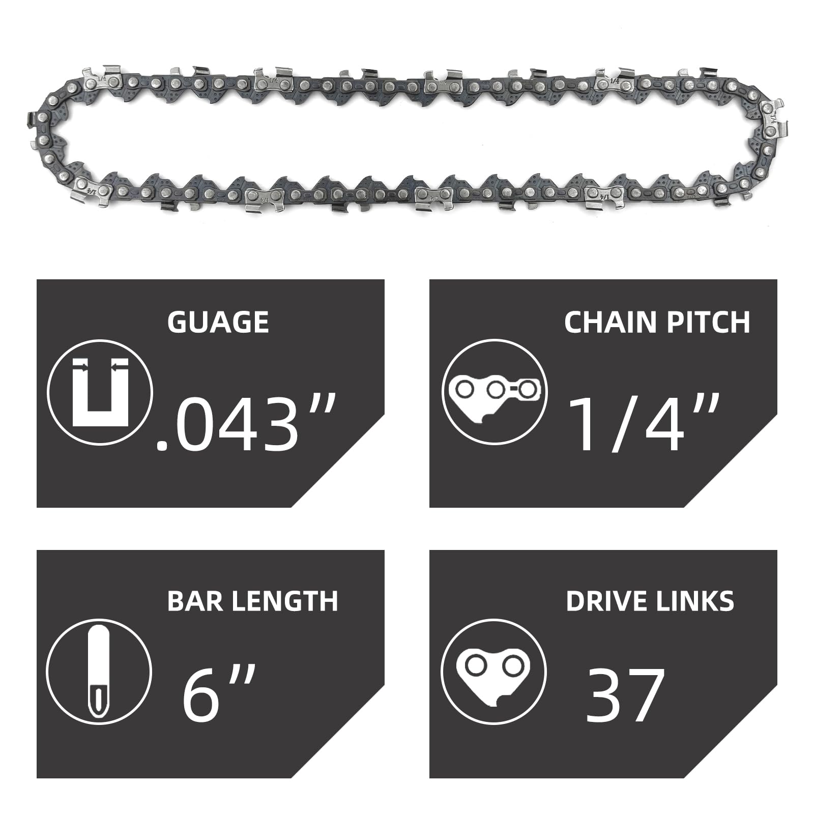 Close-up of JINFFR 6-inch chain teeth for precise cuts