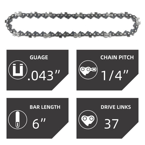 Close-up of JINFFR 6-inch chain teeth for precise cuts