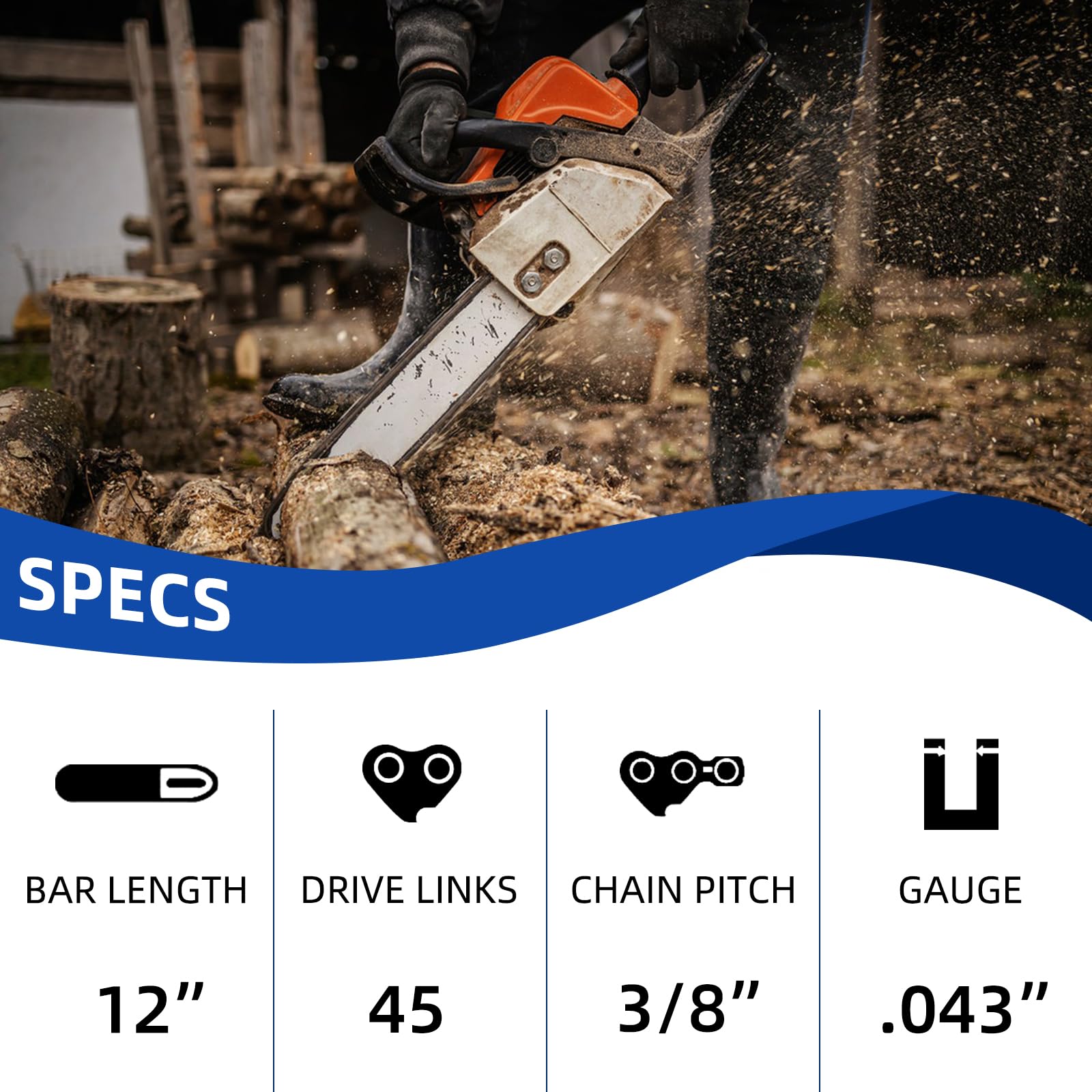 JINFFR Black & Decker 12-inch chain for reliable performance on LCS1240.