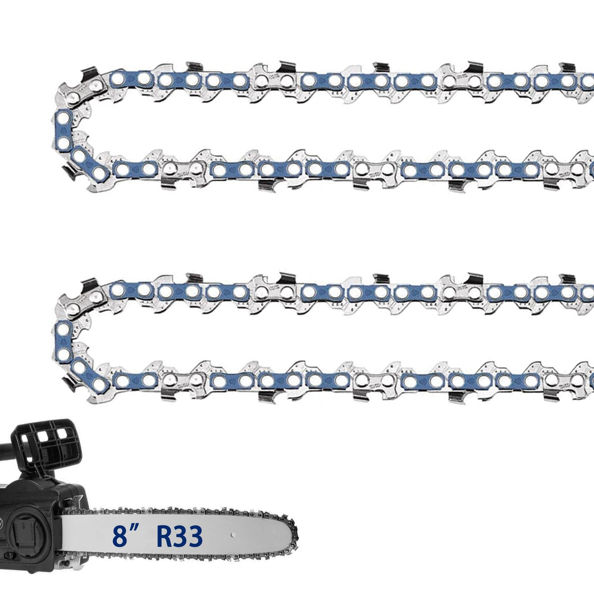 JINFFR two-pack 8-inch chainsaw chain ready for pruning tasks
