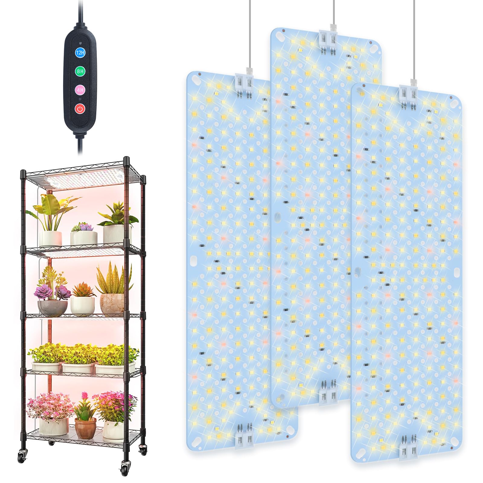 JINHONGTO 3Pack ultra-thin panel light overview for compact indoor gardening and full spectrum growth.