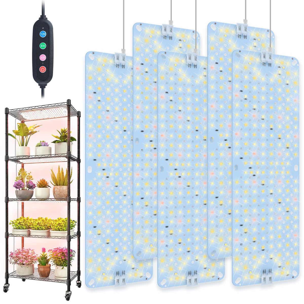 JINHONGTO 5Pack ultra-thin grow light over seed-start tray promotes uniform germination.