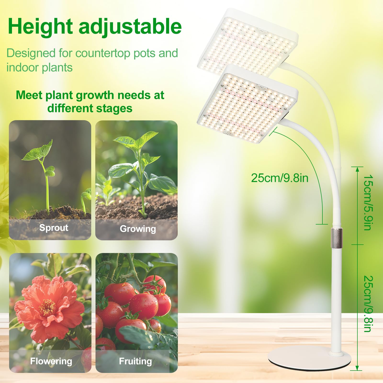 JINHONGTO Desk Grow Light on a compact desk, ideal for small home gardens.